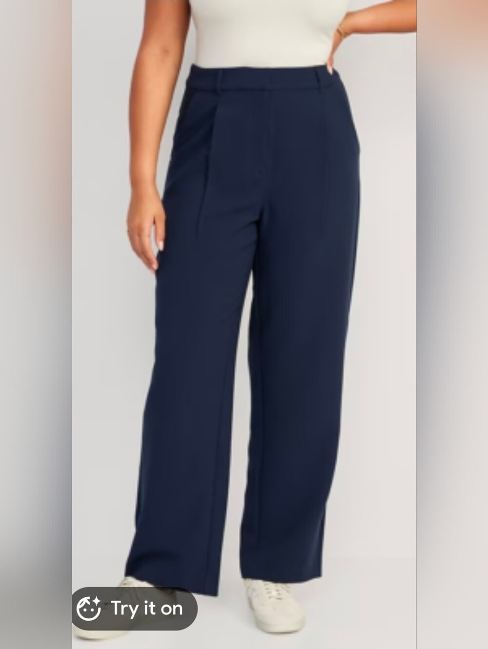 Classic Wide Leg Navy Pants